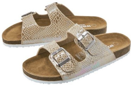 slippers slangenprint beige