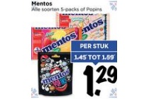 mentos 5 packs of popins