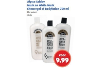 alyssa ashley musk en white musk showergel of bodylotion 750 ml