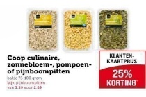 coop culinaire zonnebloem pompoen of pijnboompitten