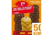 coop triple of raspberry white chocolate cookies