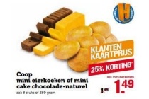 coop mini eierkoeken of mini cake chocolade naturel