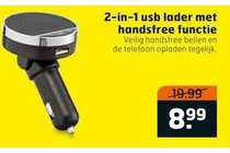 2 in 1 usb lader met handsfree functie