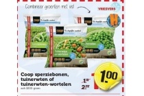 coop sperziebonen tuinerwten of tuinerwten wortelen