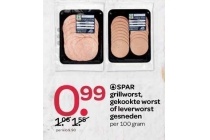 spar grillworst gekookte worst of leverworst gesneden