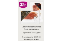 jumbo italiaanse rauwe ham parmaham serranoham chorizo of spianata romana