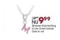 zilveren kids ketting a t m z met kristal