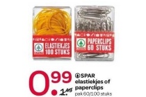 spar elastiekjes of paperclips