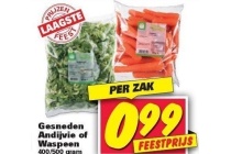 gesneden andijvie en waspeen voor eur0 99