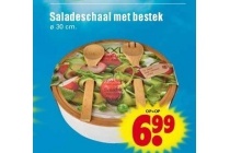 saladeschaal met bestek 1 stuk