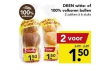 deen witte of 100 volkoren bollen