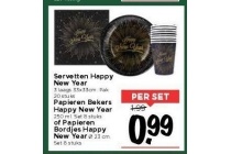 servetten bekers en bordjes happy new year