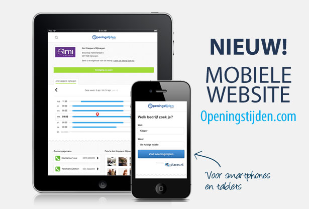 Nieuwe mobiele website van Openingstijden.com