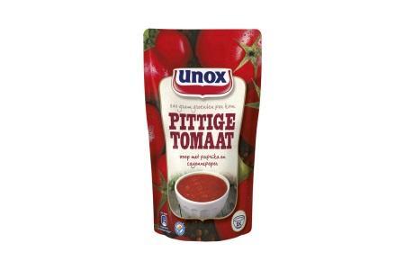 unox soep in zak pittige tomatensoep