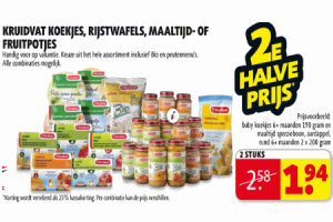 kruidvat koekjes rijstwafels maaltijd  of fruitpotjes