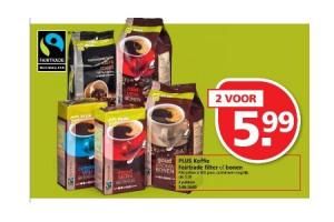 plus koffie fairtrade filter of bonen