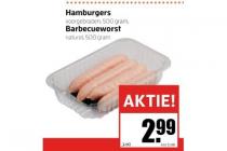 hamburgers en barbecueworst