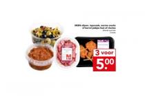 deen olijven tapenade warme snacks  of borrel plakjes fuet of chorizo