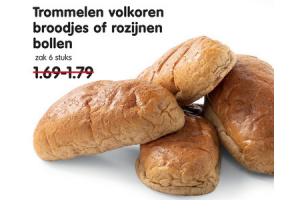 trommelen volkoren of rozijnen broodjes