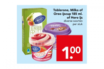 toblerone milka of oreo ijscup 185 ml of hero ijs