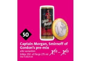 captain morgan smirnoff of gordons pre mix