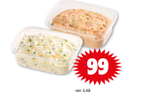 rode zalmsalade of kaasbieslooksalade