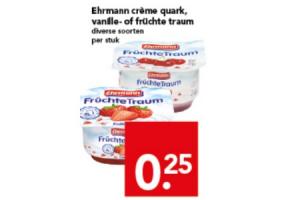 ehrmann creme quark vanille  of fruchte traum