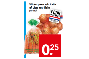 winterpeen zak 1 kilo of uien net 1 kilo