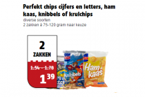 perfekt chips cijfers en letters ham kaas knibbels of krulchips