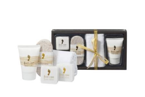 voet geschenkset in houten bakje