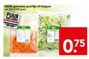 gesneden prei fijn of hutspot