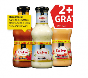 calve sauzen 2plus1 gratis