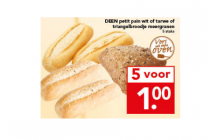 deen petit pain wittarwe of triangel broodje meergranen
