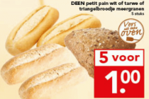 deen petit pain wit of tarwe of triangelbroodje meergranen
