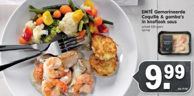 emte gemarineerde coquile en gambas in knoflooksaus
