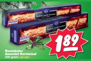 roomboter amandel kerststaaf