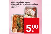 deen ovenschotel gevulde kalkoenrolletjes of kalkoenmedaillons in jachtsaus