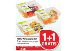 plus vers gesneden fruit nu 1plus1 gratis
