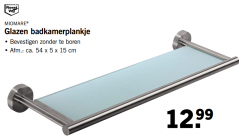 glazen badkamerplankje