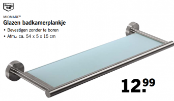 glazen badkamerplankje