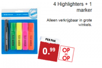 4 highlighters plus 1 marker