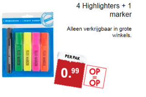 4 highlighters plus 1 marker