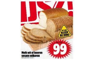 melk wit of boeren sesam volkoren brood