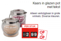 kaars in glazen pot met tekst
