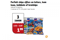 perfekt chips cijfers en letters ham kaas knibbels of krulchips