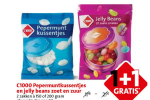 pepermuntkussentjes en jelly beans zout en zuur