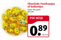 chocolade paashaasjes of kuikentjes