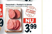 pepersteak of rosbief a la minute