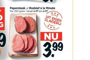 pepersteak of rosbief a la minute