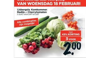 ijsbergsla komkommer of radijs of cherrytomaten